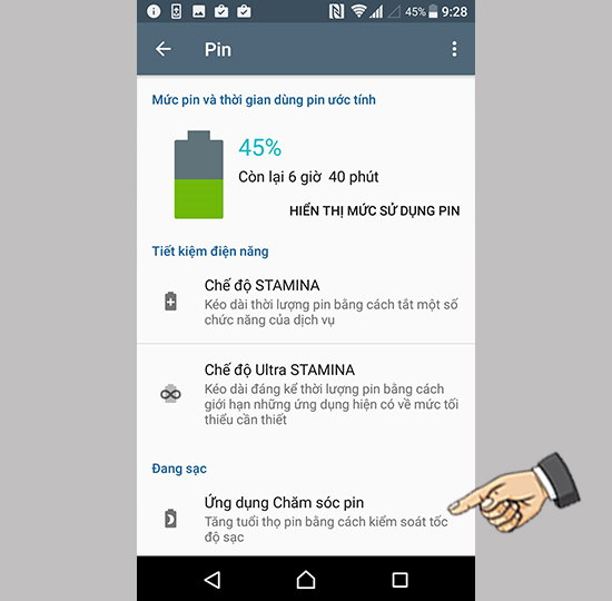 Chọn ứng dụng chăm sóc Pin